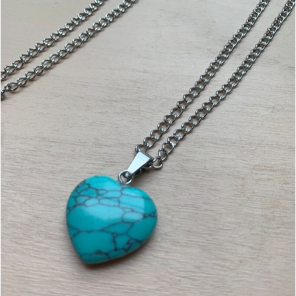 New S925 Sterling Silver Handmade Natural Polished Turquoise Stone 18” Necklace - Picture 13 of 15